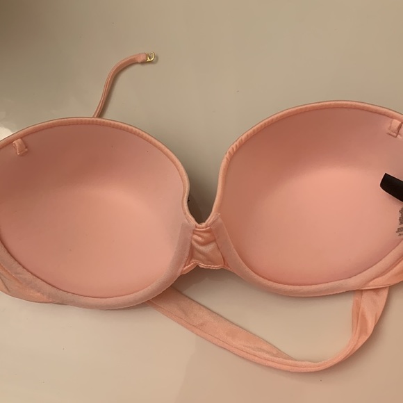 Push-Up Bandeau Swim Top- Blush Pink with Black Jewels 36D - Picture 4 of 5